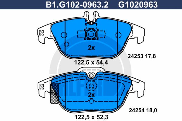 

Комплект тормозных дисковых колодок GALFER B1.G102-0963.2
