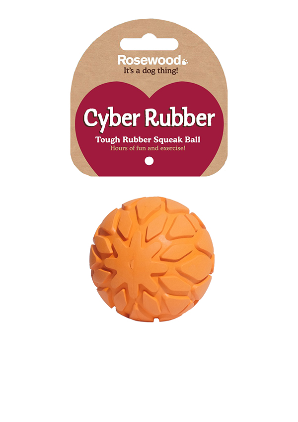 фото Жевательная игрушка для собак rosewood сyber rubber мяч, оранжевый, 6 см