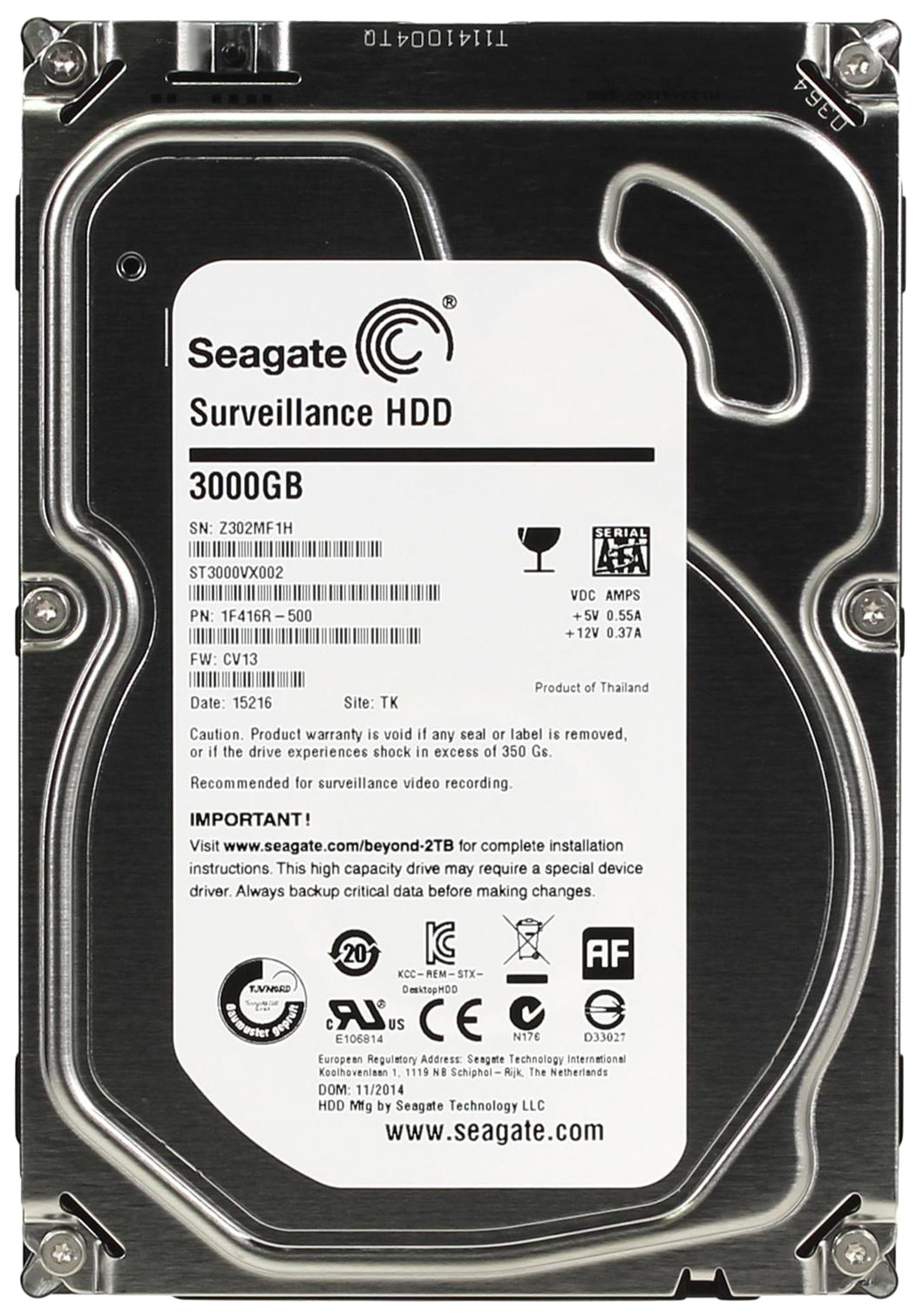 фото Внутренний жесткий диск seagate surveillance 3tb (st3000vx002)