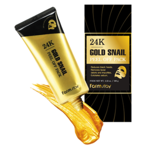 Маска-пленка FarmStay 24K Gold Snail Peel Off Pack с золотом и муцином улитки 100 гр