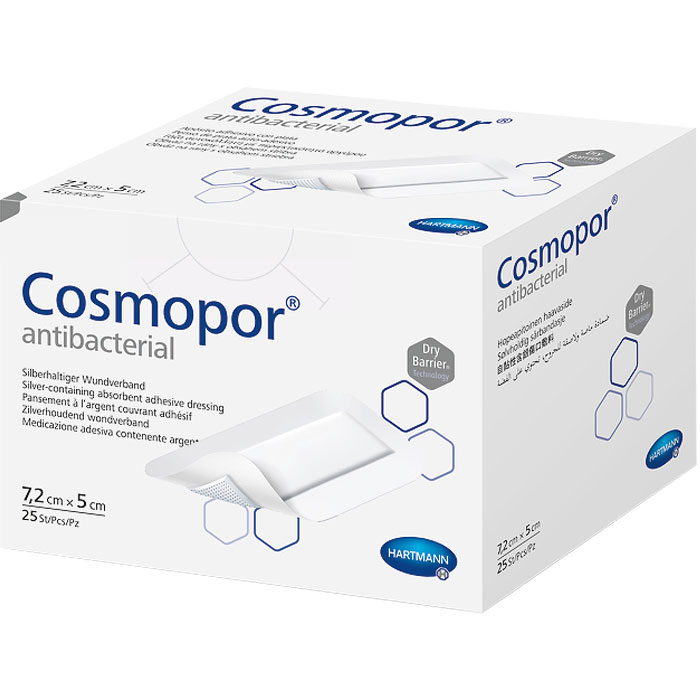 фото Повязка cosmopor antibacterial послеоперационная с серебром 7,2 х 5 см 25 шт.