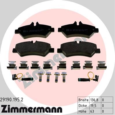 

Тормозные колодки ZIMMERMANN дисковые 29190.195.2