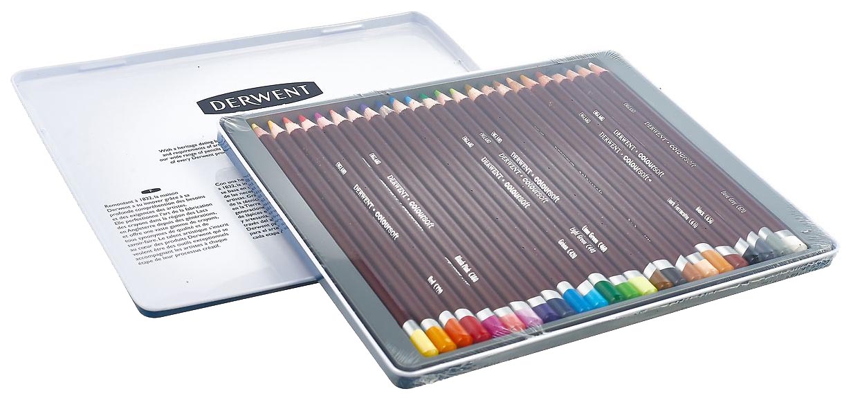 

Карандаши цветные художественные Derwent Coloursoft 0701027 24 шт, Белый;голубой;желтый;зеленый;коричневый;красный;оранжевый;розовый;серый;синий;фиолетовый;черный