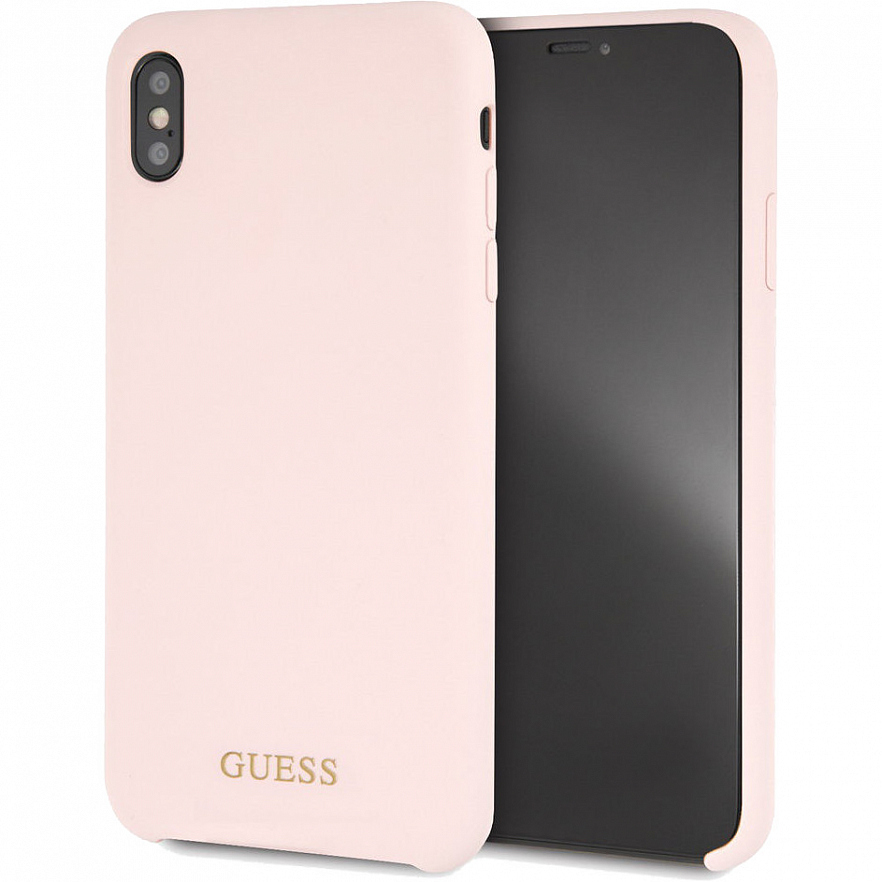 фото Чехол guess silicone hard gold logo для phone x/xs black