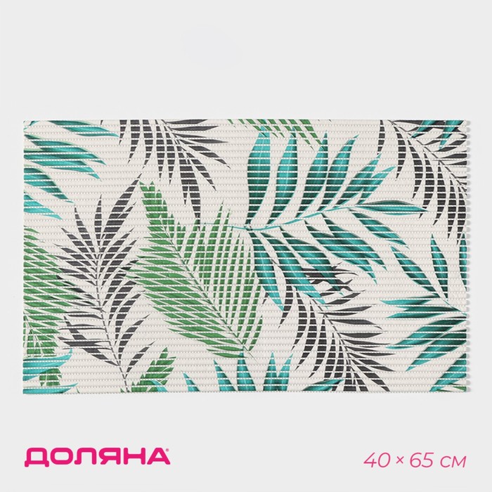 Коврик для ванной Доляна «Пальмовая ветвь», 40x65 см, цвет зеленый