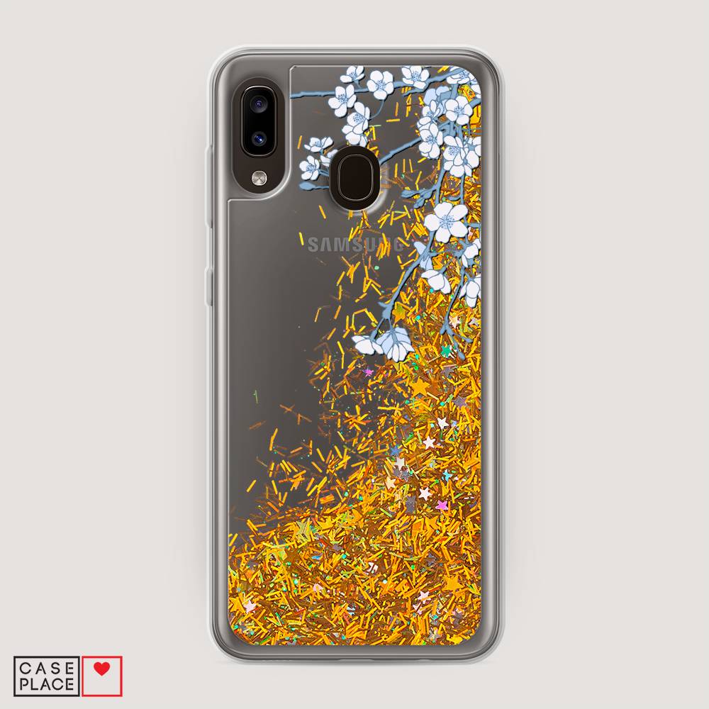 

Жидкий чехол с блестками "Цветочная фантазия 3" на Samsung Galaxy A20, 27690-1