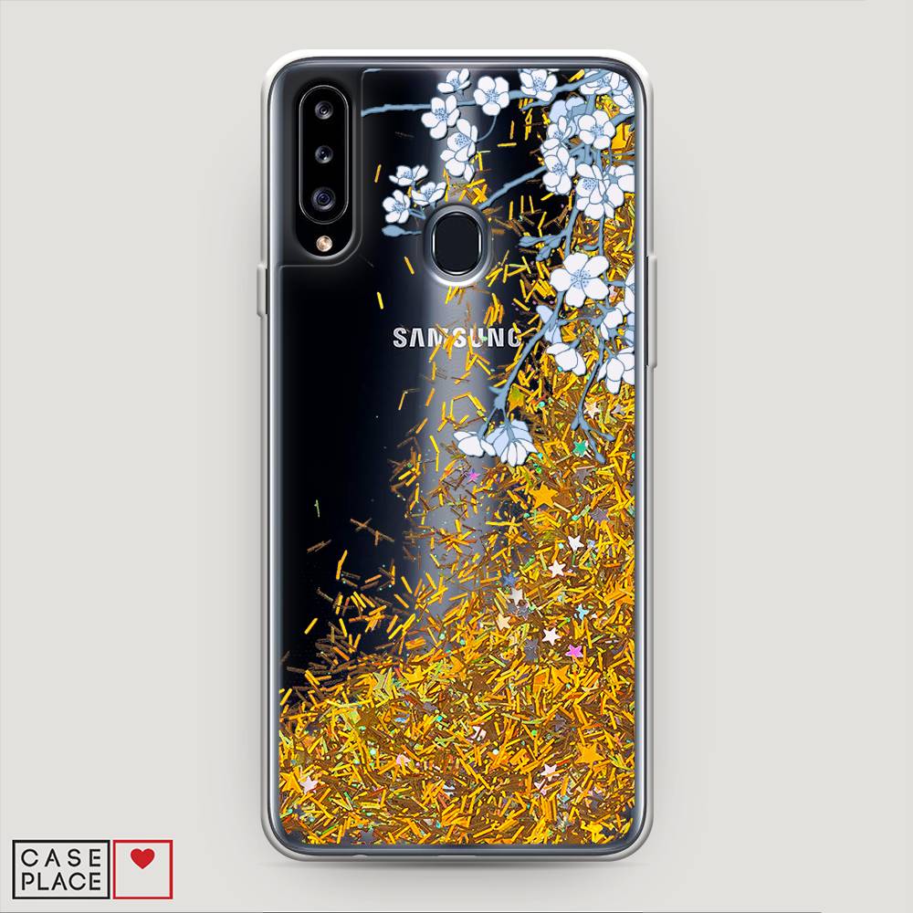 

Жидкий чехол с блестками "Цветочная фантазия 3" на Samsung Galaxy A20s, 2100890-1