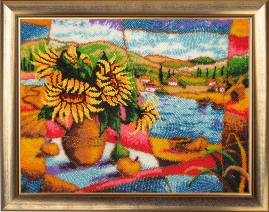 

Вышивка бисером Сельский пейзаж. Подсолнухи BTF-373, 25x34 см от