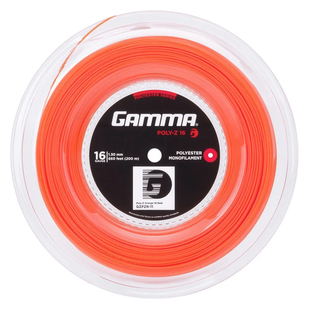 Теннисная струна 1,30 мм 200 м Gamma Poly Z 16, оранжевая