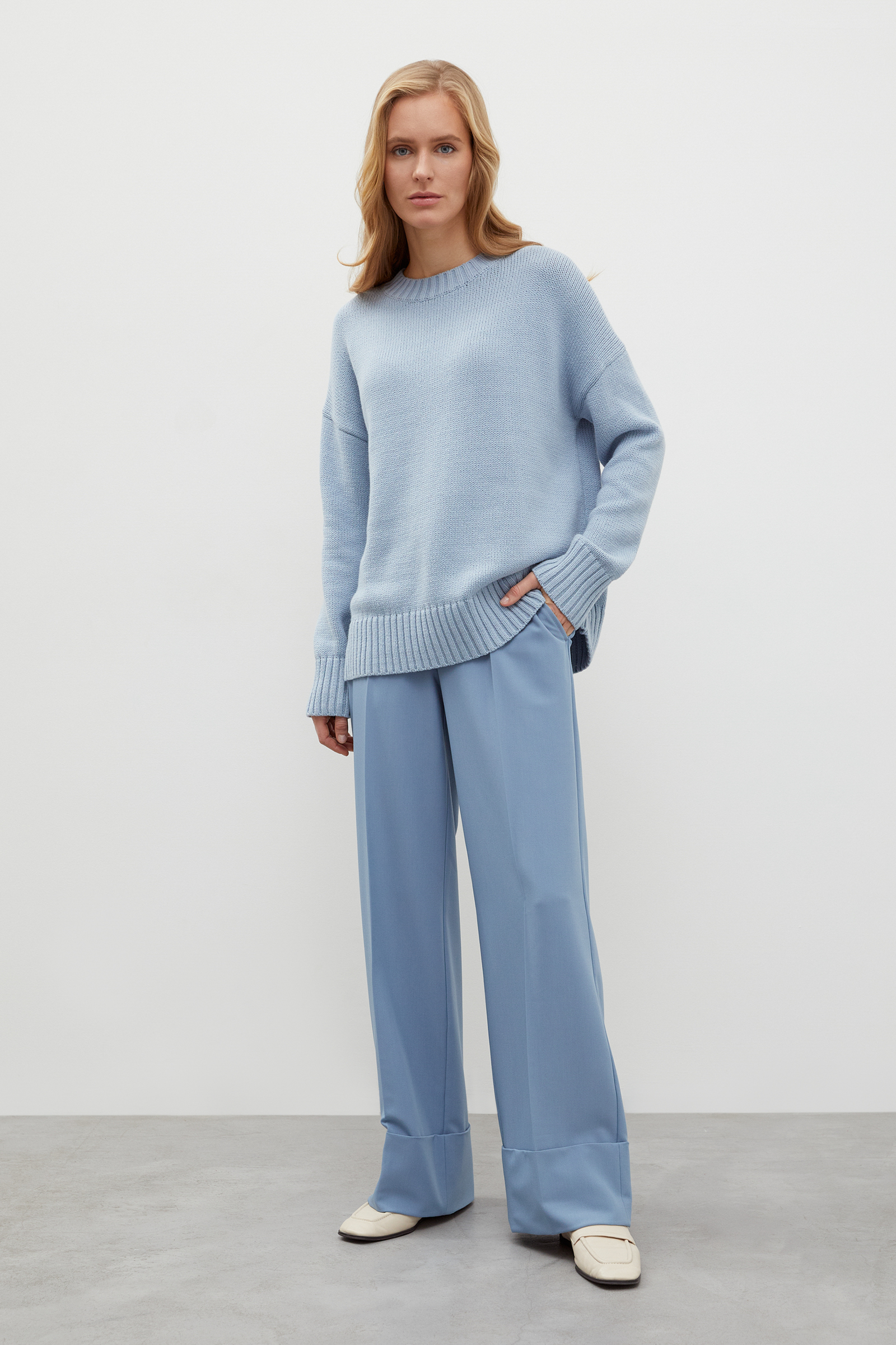 

Брюки женские Finn Flare FBD110203 голубые L, Голубой, FBD110203