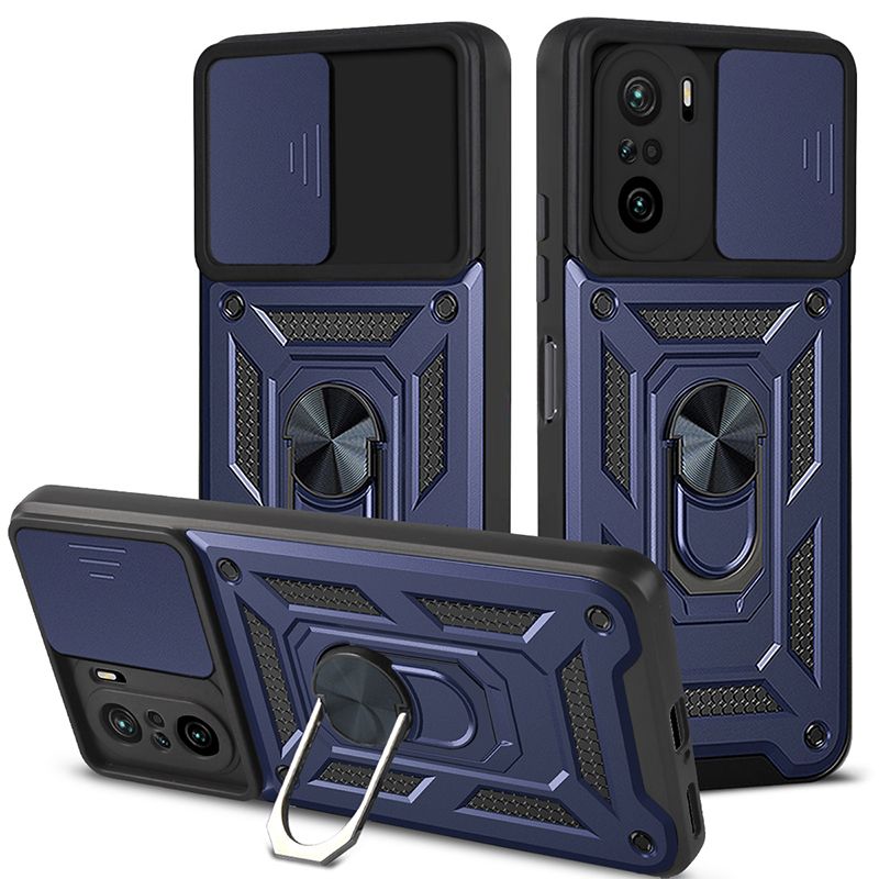 

Чехол с кольцом Bumper Case для Xiaomi Poco F3 (синий)
