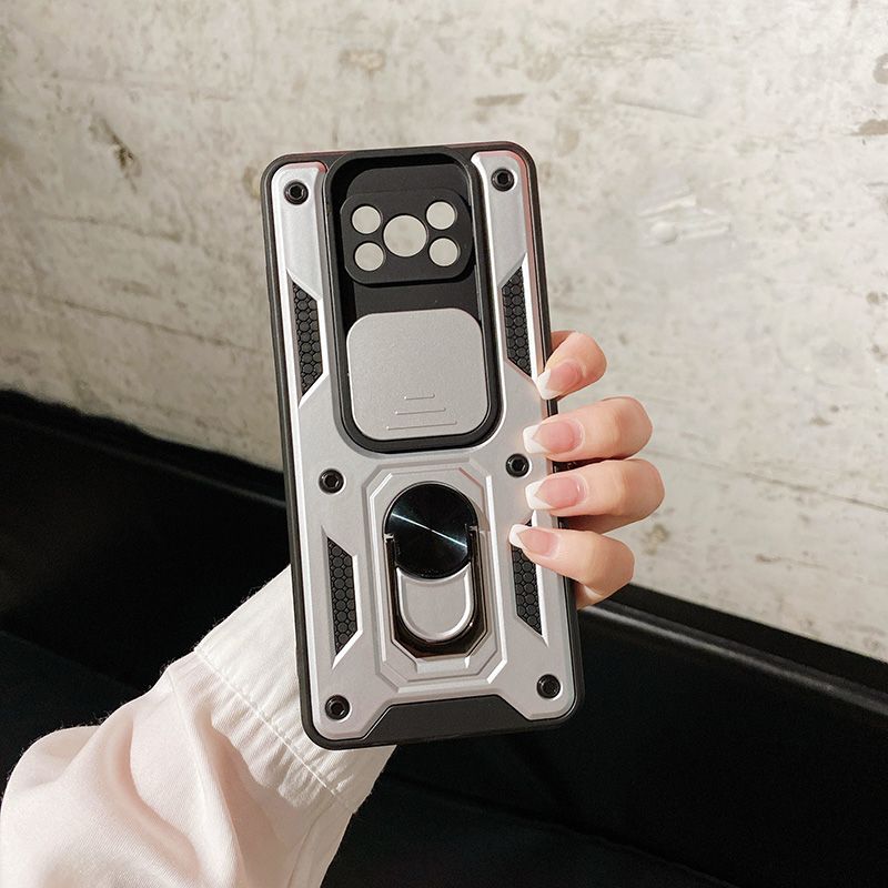 

Чехол с кольцом Bumper Case для Xiaomi Poco X3 Pro / X3 NFC (серебряный), Серебристый