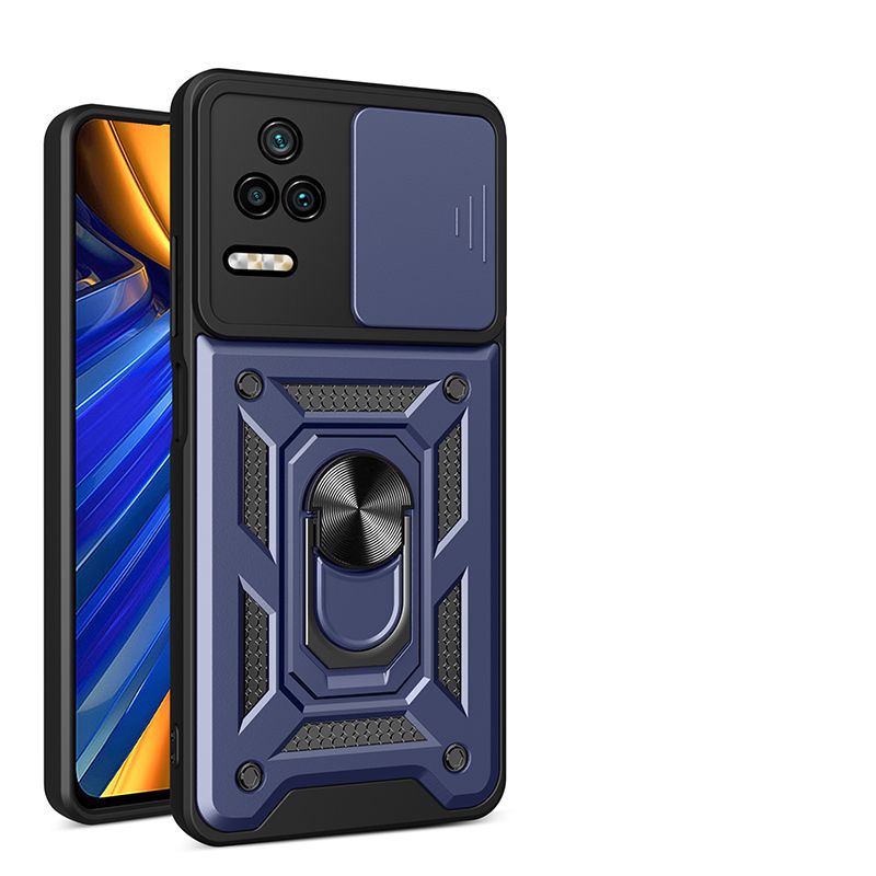 

Чехол с кольцом Bumper Case для Xiaomi Poco F4 (синий)