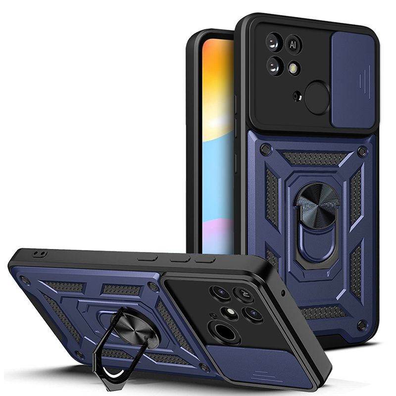 

Чехол с кольцом Bumper Case для Xiaomi Redmi 10C (синий)