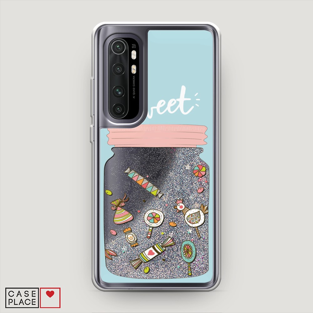 

Жидкий чехол с блестками "Конфетки в банке" на Xiaomi Mi Note 10 lite, 38491-1