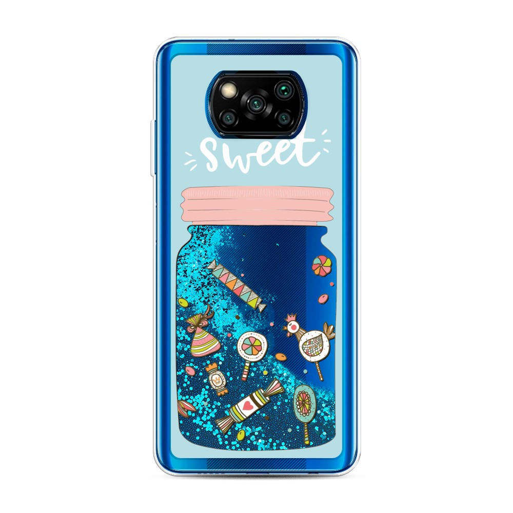 

Жидкий чехол с блестками "Конфетки в банке" на Xiaomi Poco X3 NFC, 39293-1