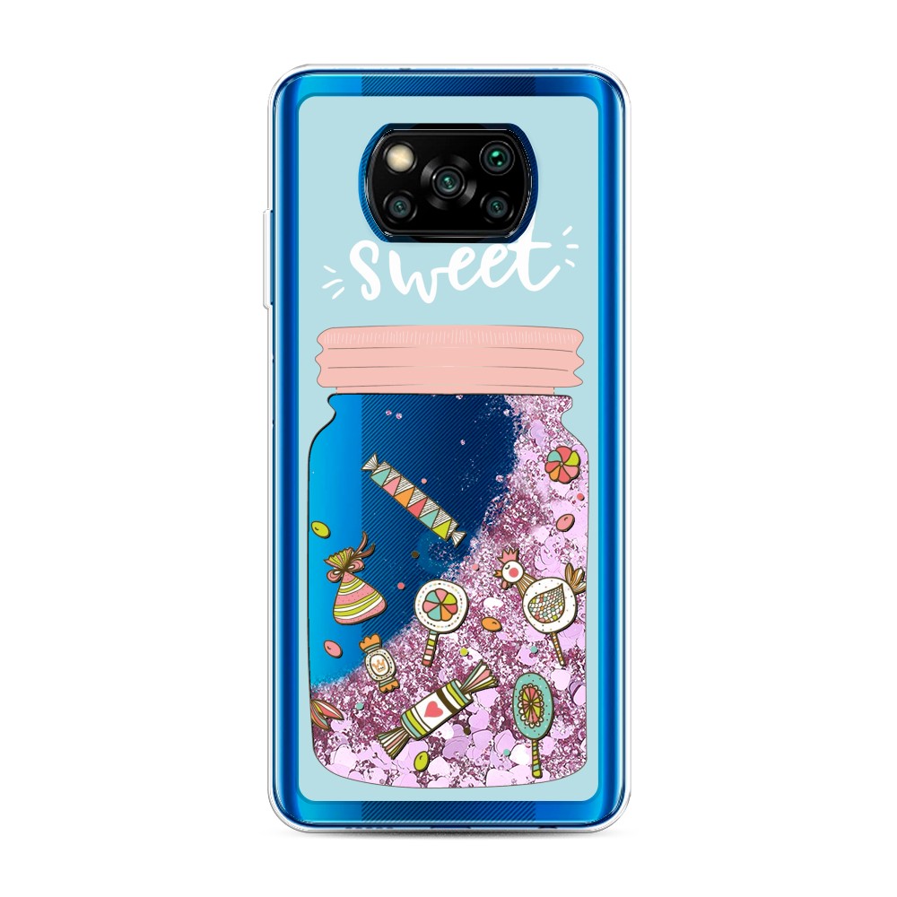 

Жидкий чехол с блестками "Конфетки в банке" на Xiaomi Poco X3 NFC, 39294-1