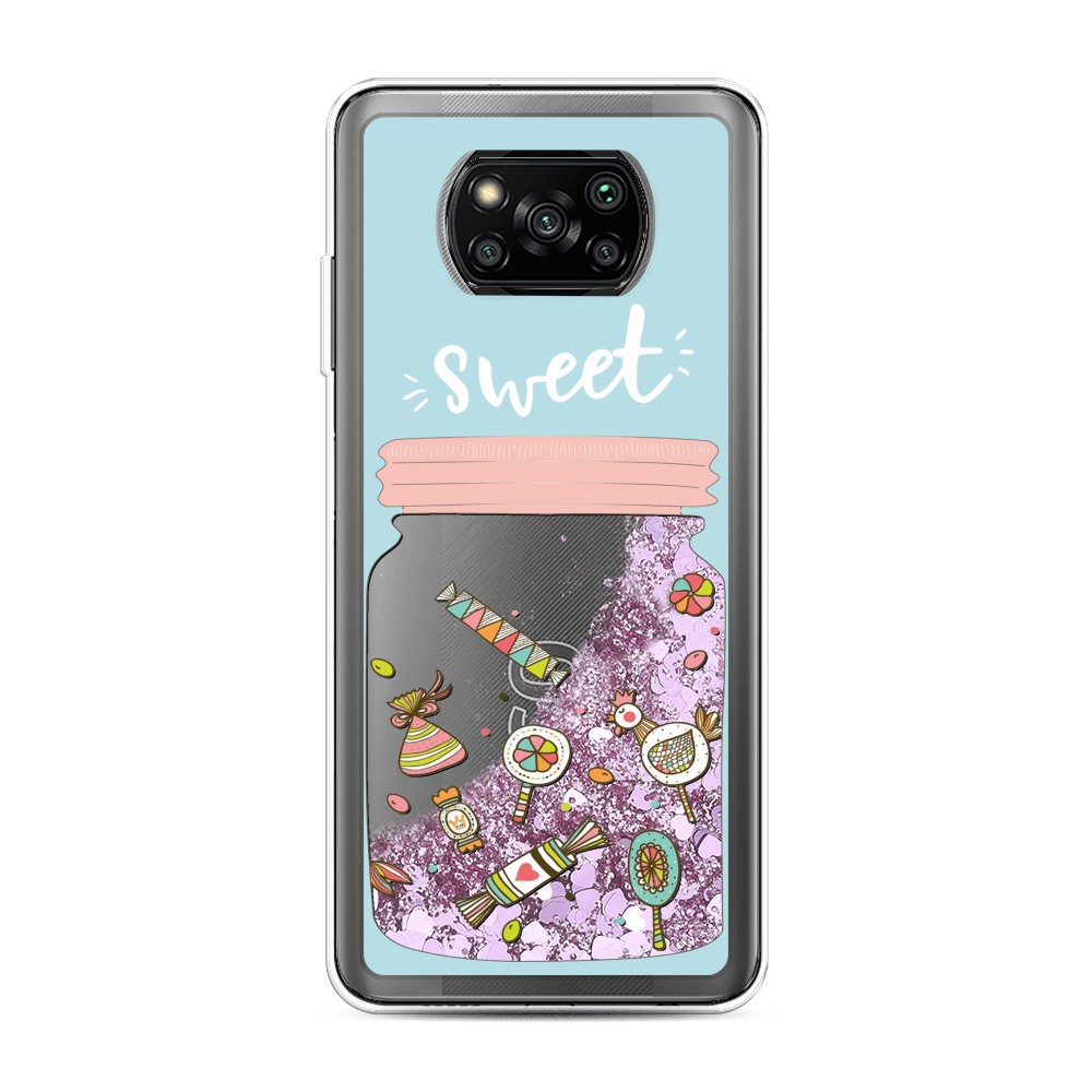 

Жидкий чехол с блестками "Конфетки в банке" на Xiaomi Poco X3 Pro, 310694-1