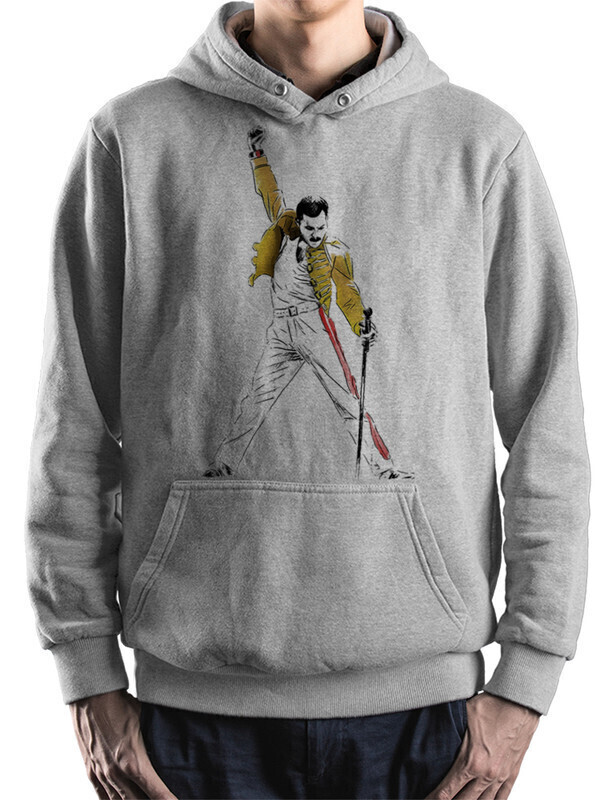 

Худи мужское Dream Shirts Фредди Меркьюри Queen серое 52 RU, Фредди Меркьюри Queen