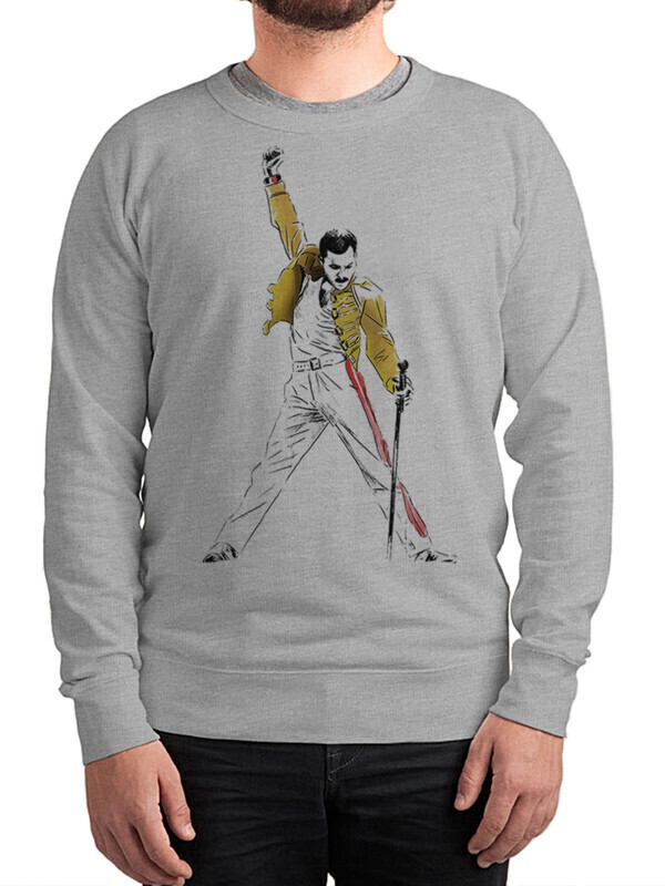 

Свитшот мужской Dream Shirts Фредди Меркьюри Queen серый 50 RU, Фредди Меркьюри Queen