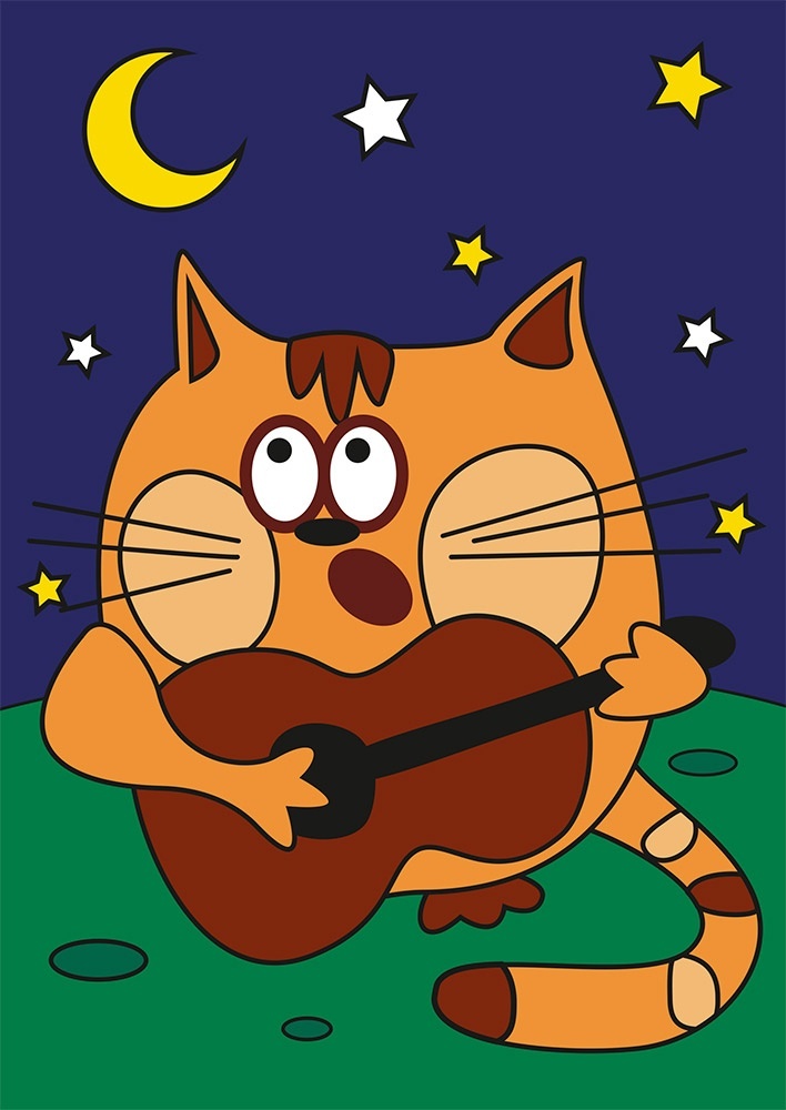 фото Раскраска песком hobbius кот с гитарой