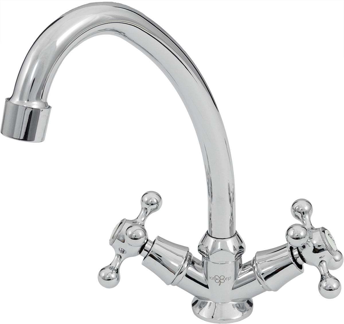 

Смеситель для умывальника Клевер Leto LT 26 двухзахватный, без д/к, излив 189 мм, цвет: хр