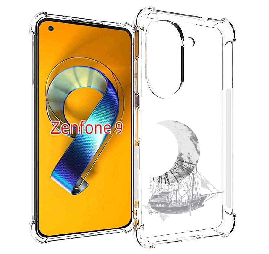 

Чехол MyPads черно белый корабль полумесяц для Asus Zenfone 9 (AI2202), Прозрачный, Tocco