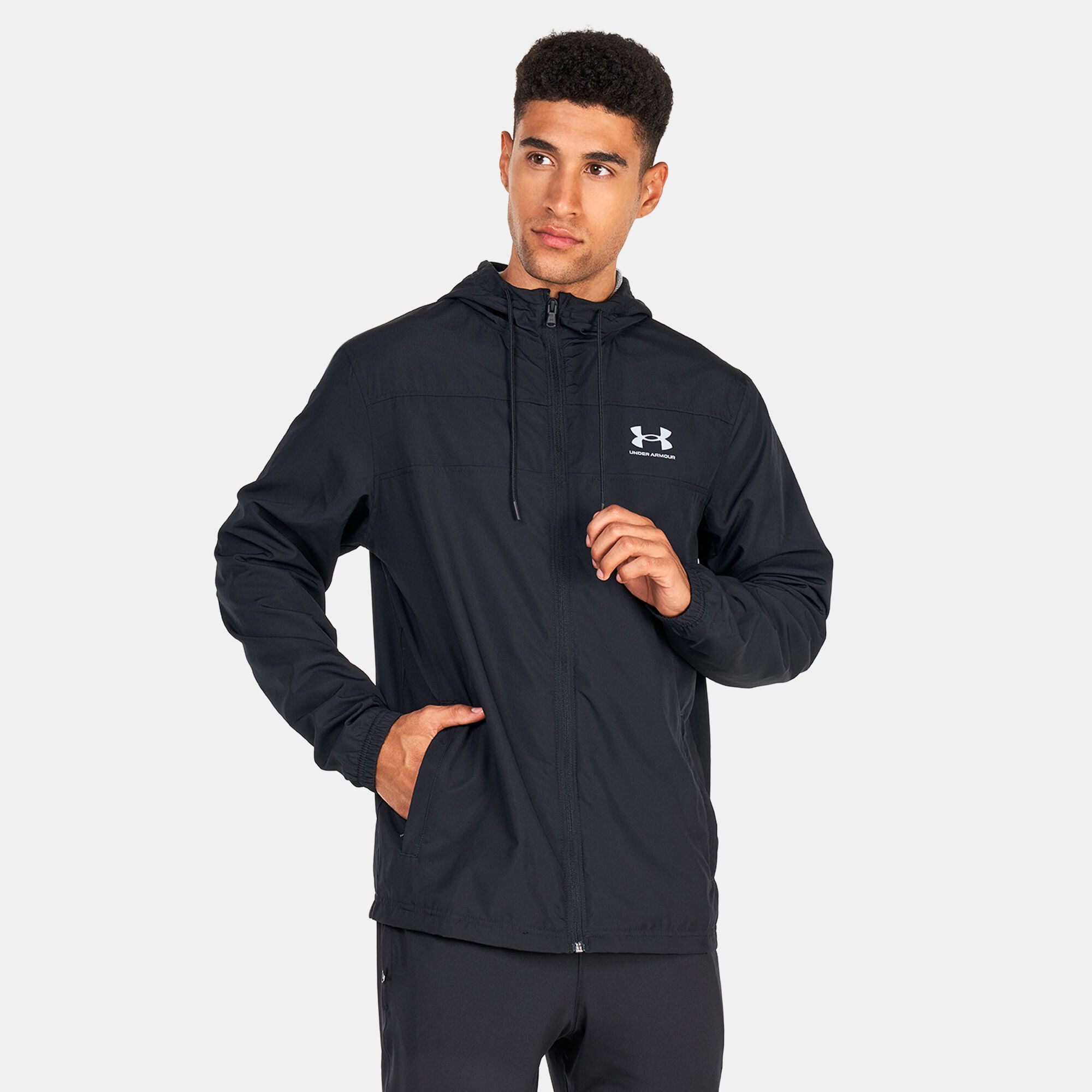 Ветровка Under Armour UA Sportstyle Windbreaker мужская, черно-серая, размер XL, 1361621