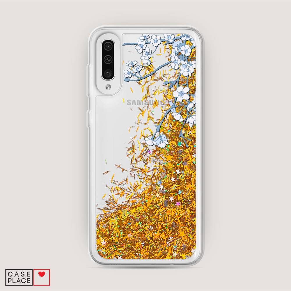 

Жидкий чехол с блестками "Цветочная фантазия 3" на Samsung Galaxy A50, 27790-1