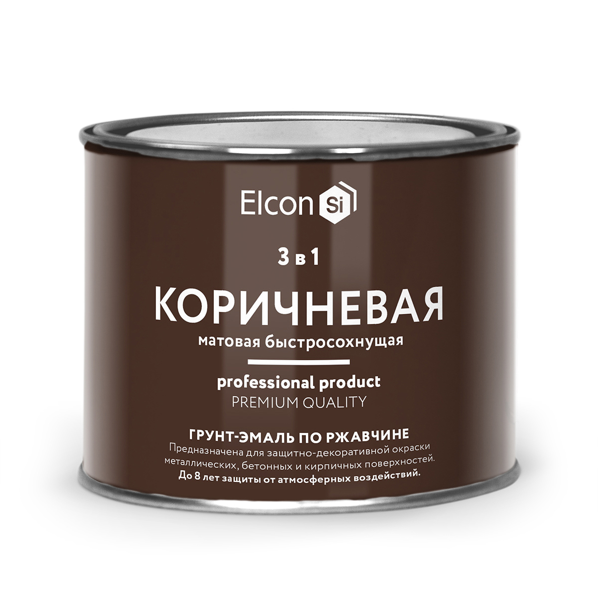 фото Грунт-эмаль по ржавчине elcon 3 в 1, матовая, 0,4 кг, ral 8017, коричневая