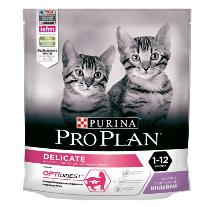 

Сухой корм для котят Purina Pro Plan с чувствительным пищеварением, индейка, 400 г