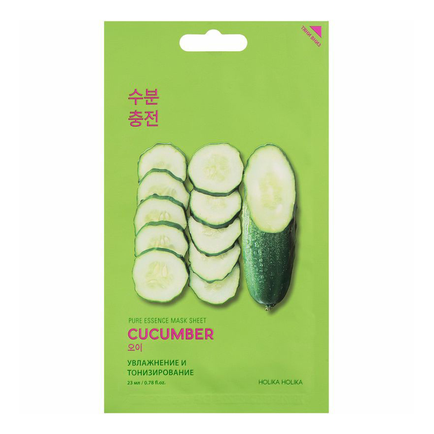 Маска тканевая для лица Holika Holika Pure Essence Mask Sheet Cucumber увлажняющая 23 мл 149₽