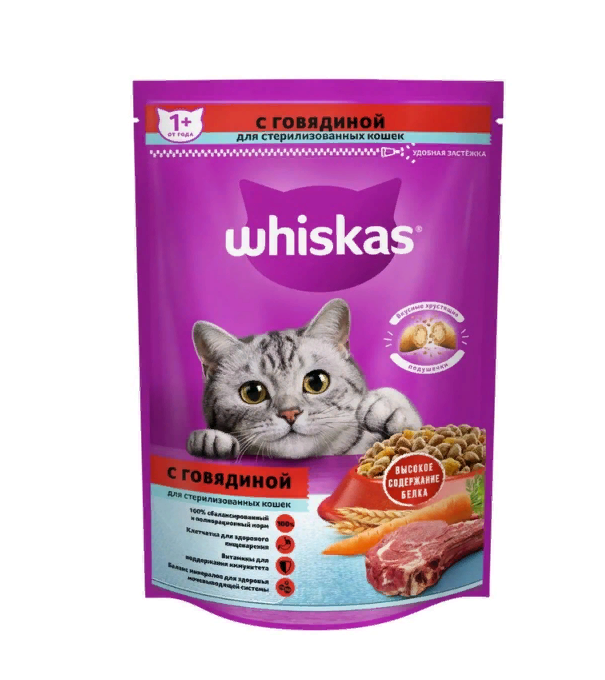 Сухой корм для кошек Whiskas с говядиной 0,35 кг