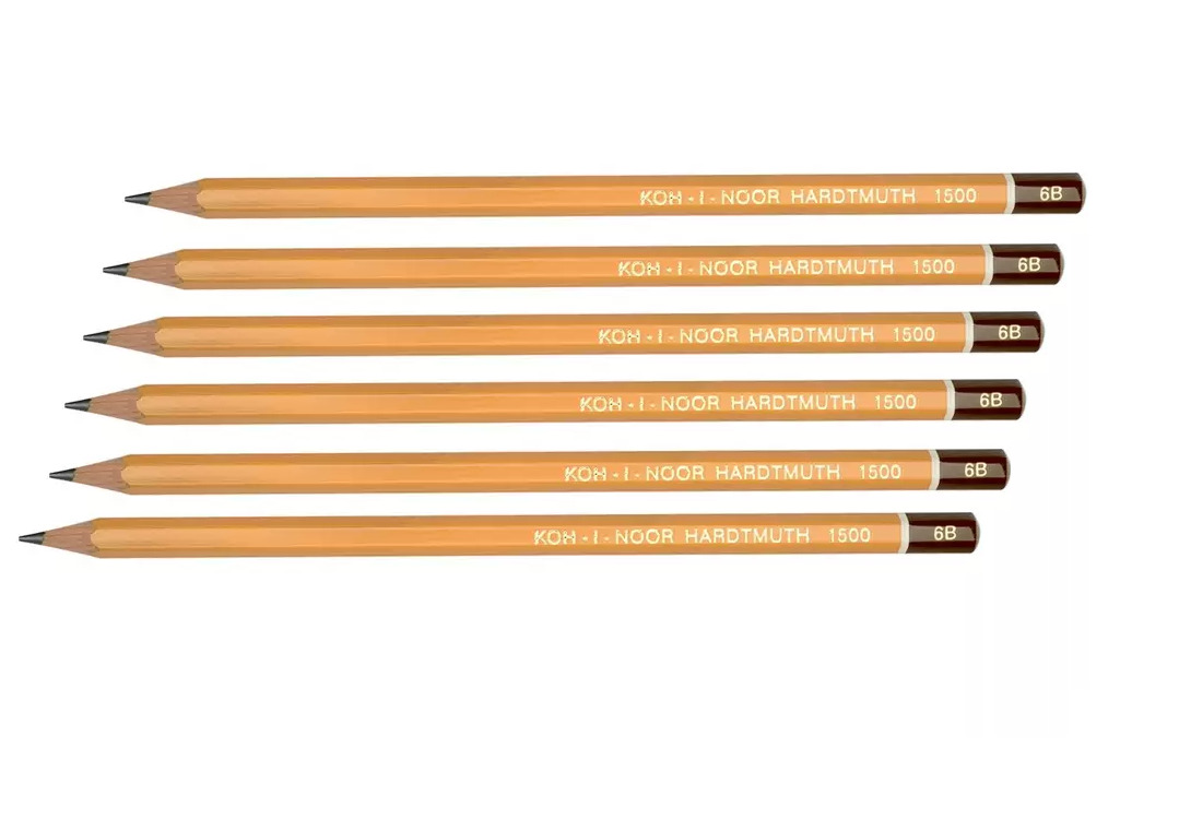 

Карандаш чернографитный Koh-I-Noor 1500 6B, заточенный 150006B01170RU 6 штук
