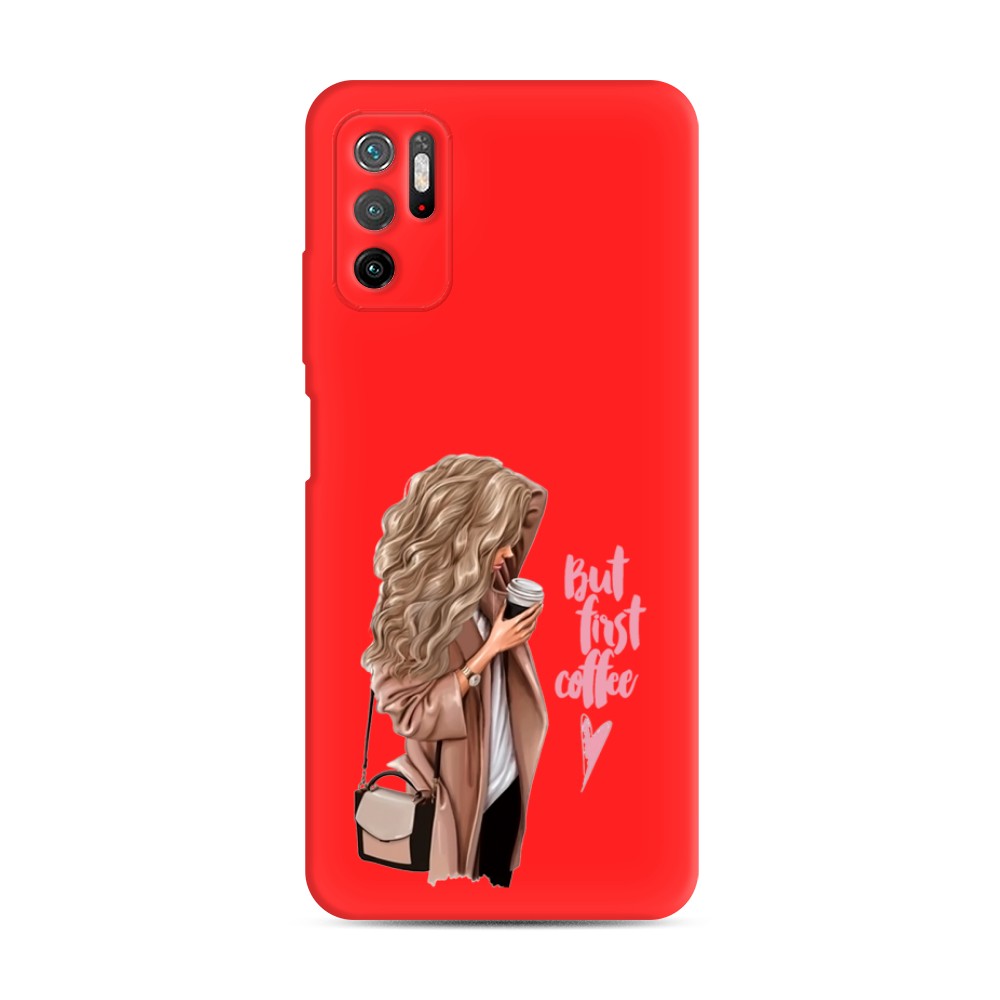 

Матовый силиконовый чехол "Девушка с кофе" на Xiaomi Poco M3 Pro, Девушка с кофе