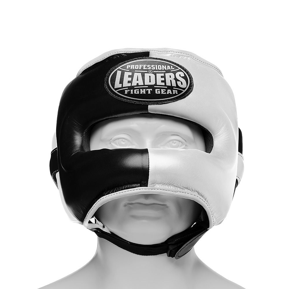 Шлем боксерский LEADERS LS BK WH 1/2 с бамперной защитой L XL