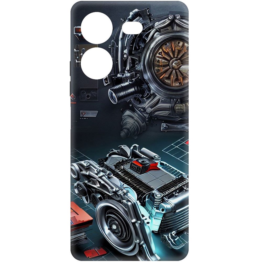 

Чехол-накладка Krutoff Soft Case Моторы для Tecno Pova 5 черный