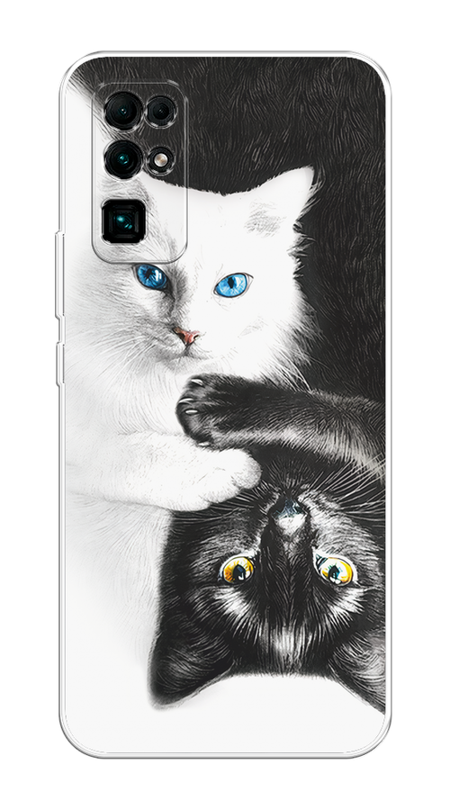 

Чехол на Honor 30 "Коты Инь-Янь", Черный;белый;голубой, 612150-1