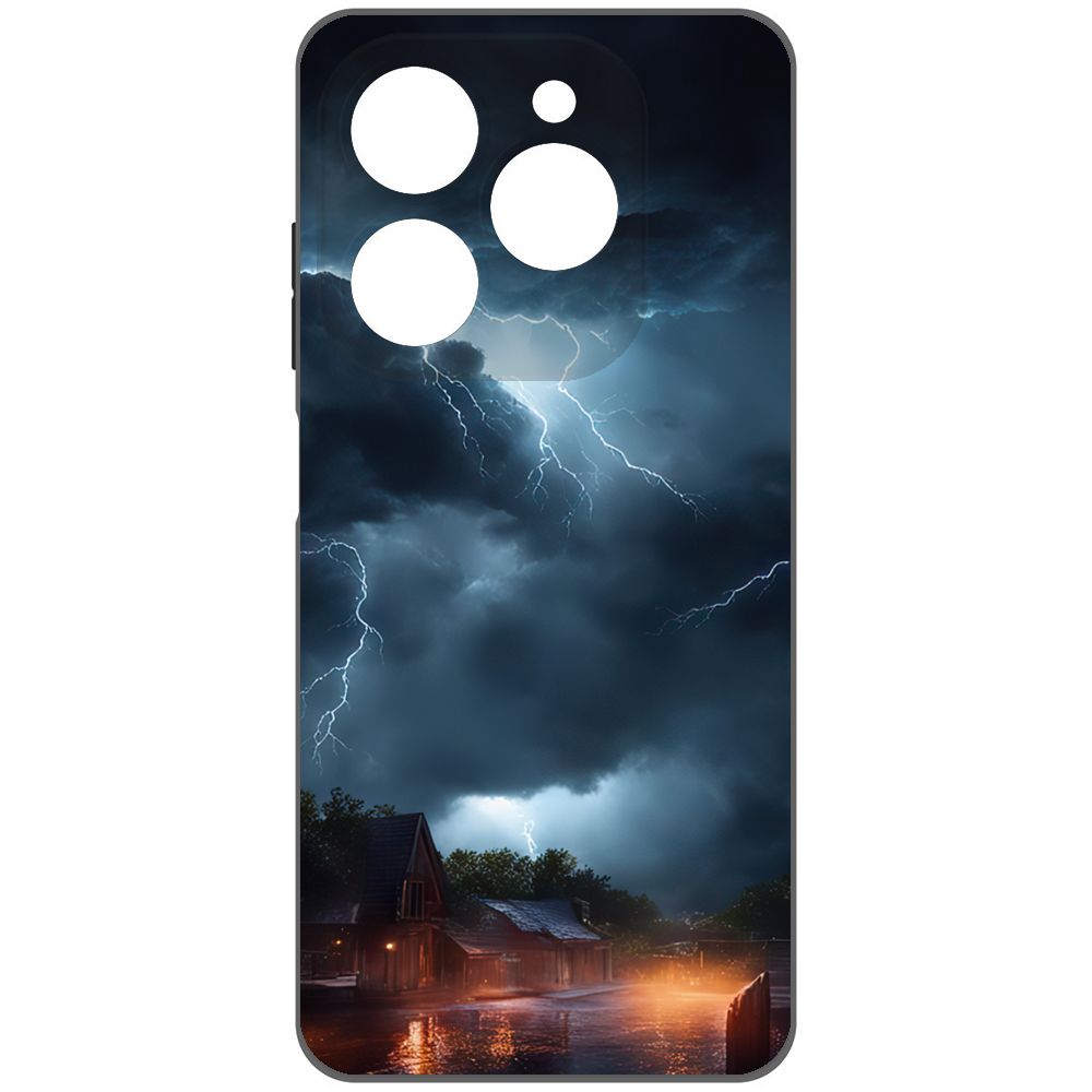 Чехол-накладка Krutoff Soft Case Ночная гроза для Tecno Spark 20 Pro черный