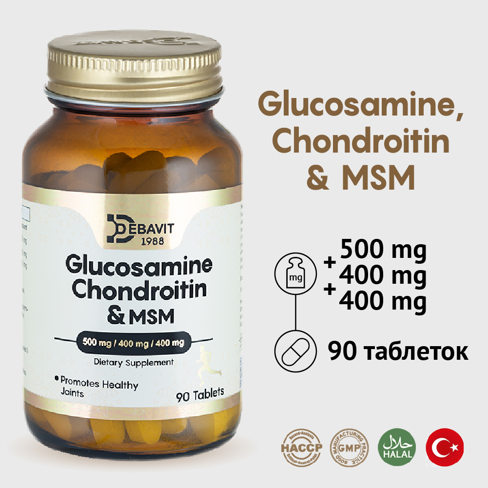 Глюкозамин и Хондроитин DebaVit МСМ 1300 мг 90 таблеток