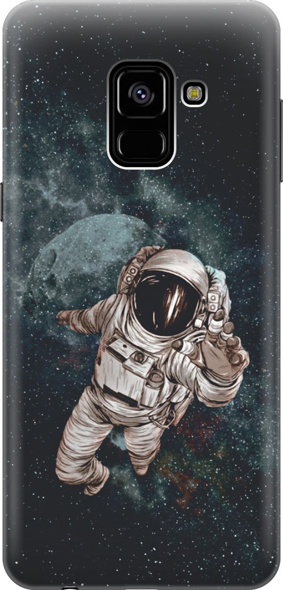 

Силиконовый чехол на Samsung Galaxy A8 (2018) с принтом "Космонавт", Белый;черный, 7213