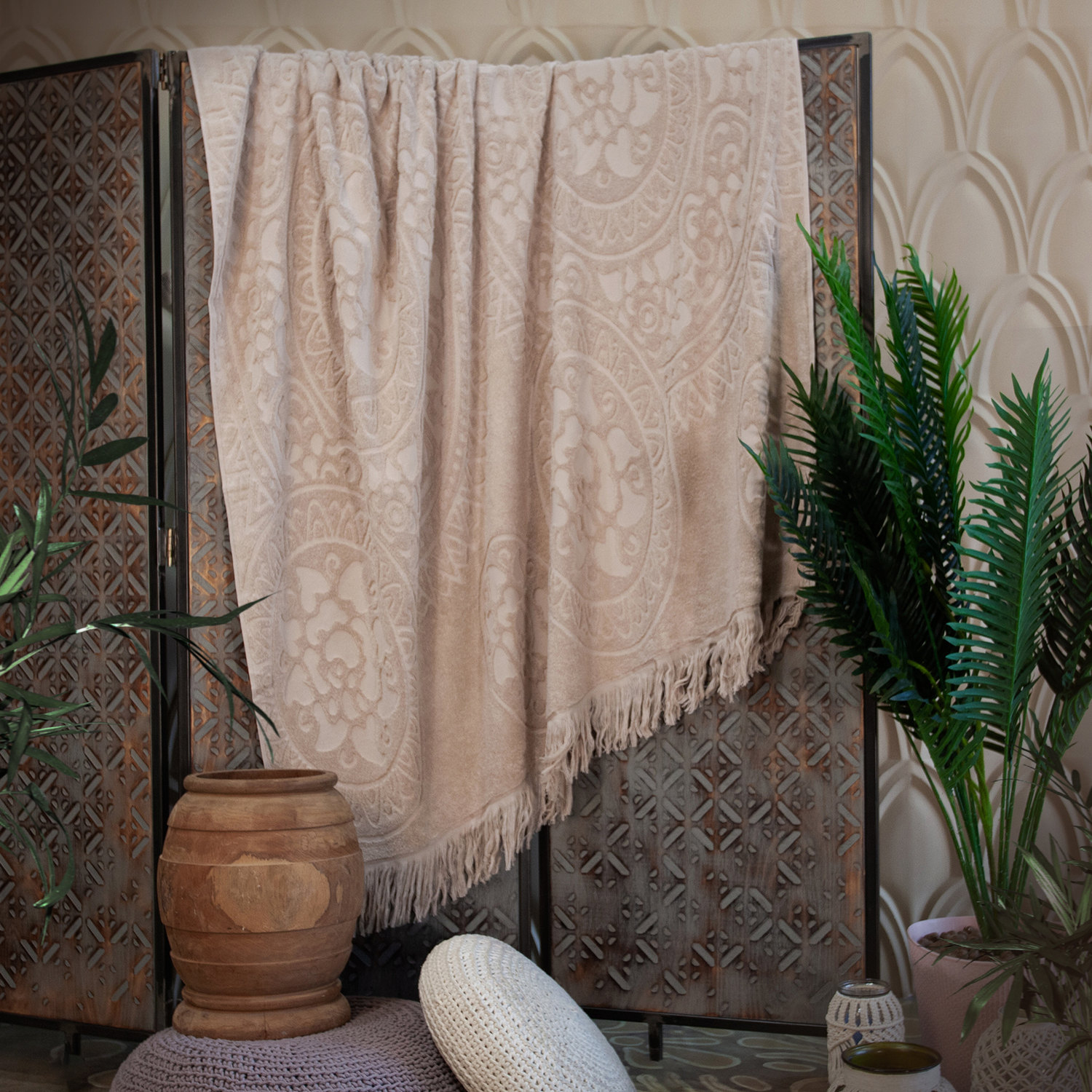 Safia Home 5121 Покрывало махровое Узелочки 200х220 3020 бежевый