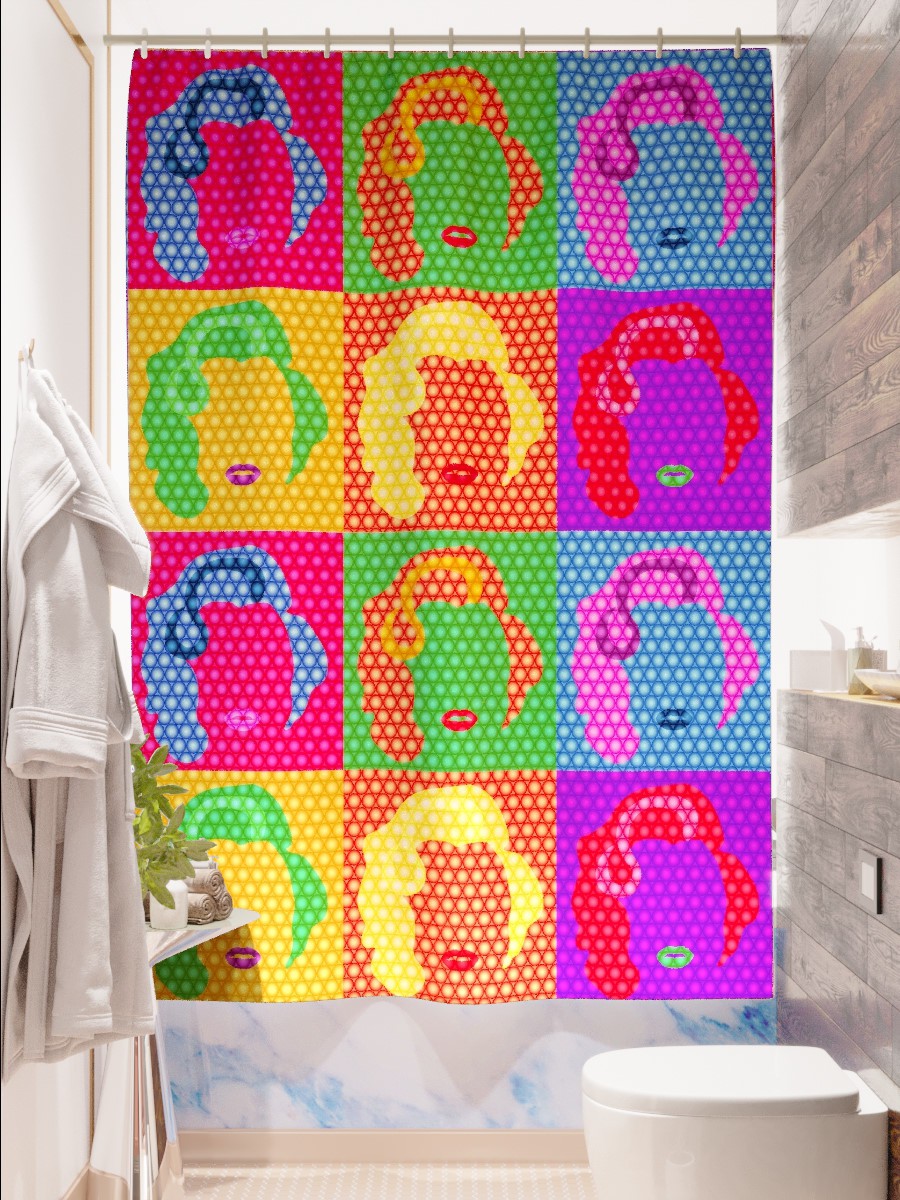 Олимп Текстиль Фотоштора для ванной (джордан 180х200 см - 1 шт) Мэрлин Монро 2