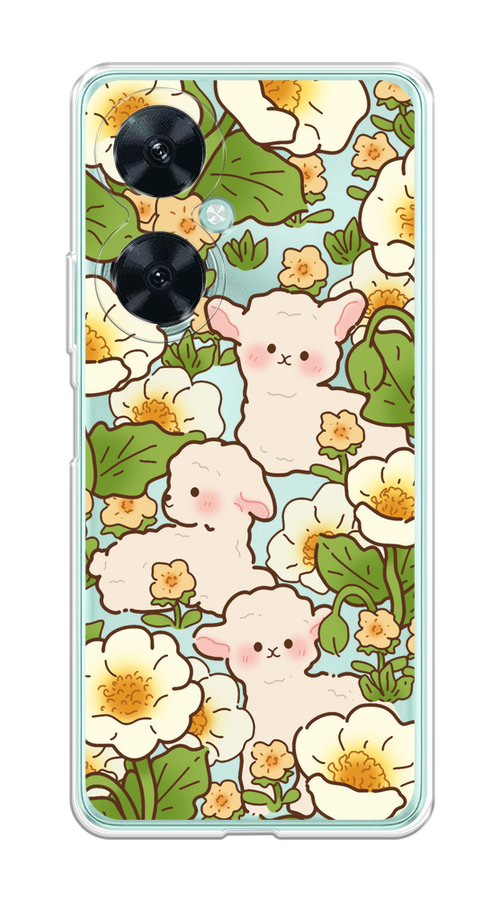 

Чехол на Huawei Nova 11i "Овечки в цветах", Зеленый;бежевый, 6121750-1