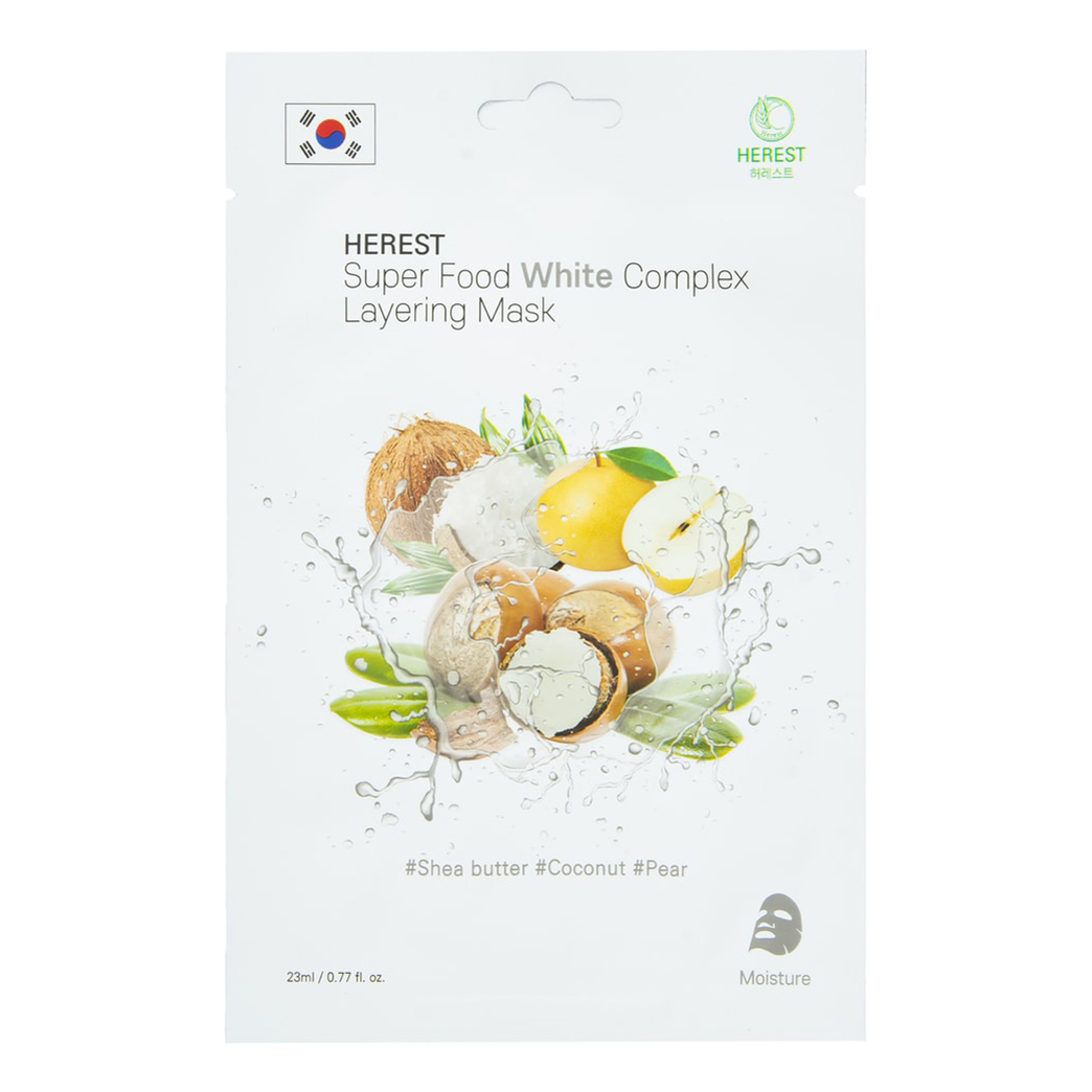 Маска тканевая для лица Herest Super Food White Complex Layering Mask увлажняющая 23 мл 50₽