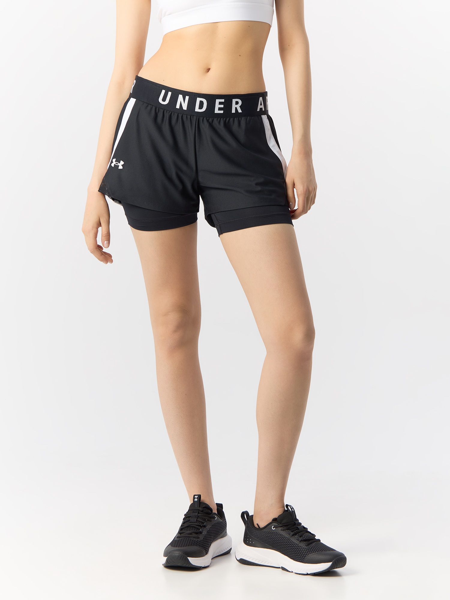 Шорты Under Armour Play Up 2-in-1 Shorts женские, чёрные, размер MD, 1351981