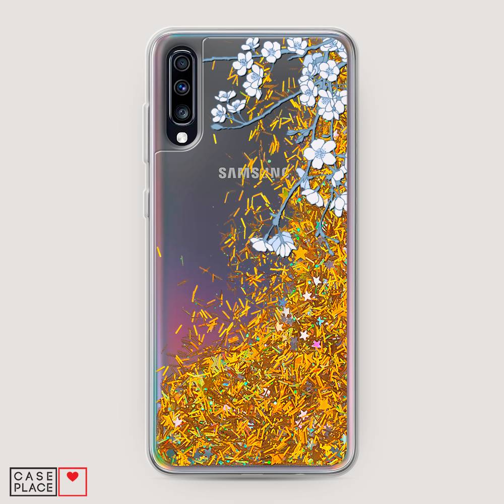 

Жидкий чехол с блестками "Цветочная фантазия 3" на Samsung Galaxy A70, 28190-1
