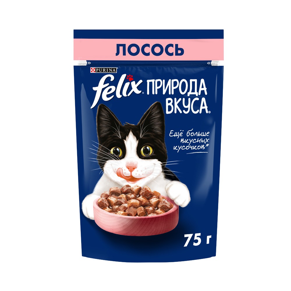 

Влажный корм для кошек FELIX Природа Вкуса лосось, 26 шт по 75 г, Природа вкуса