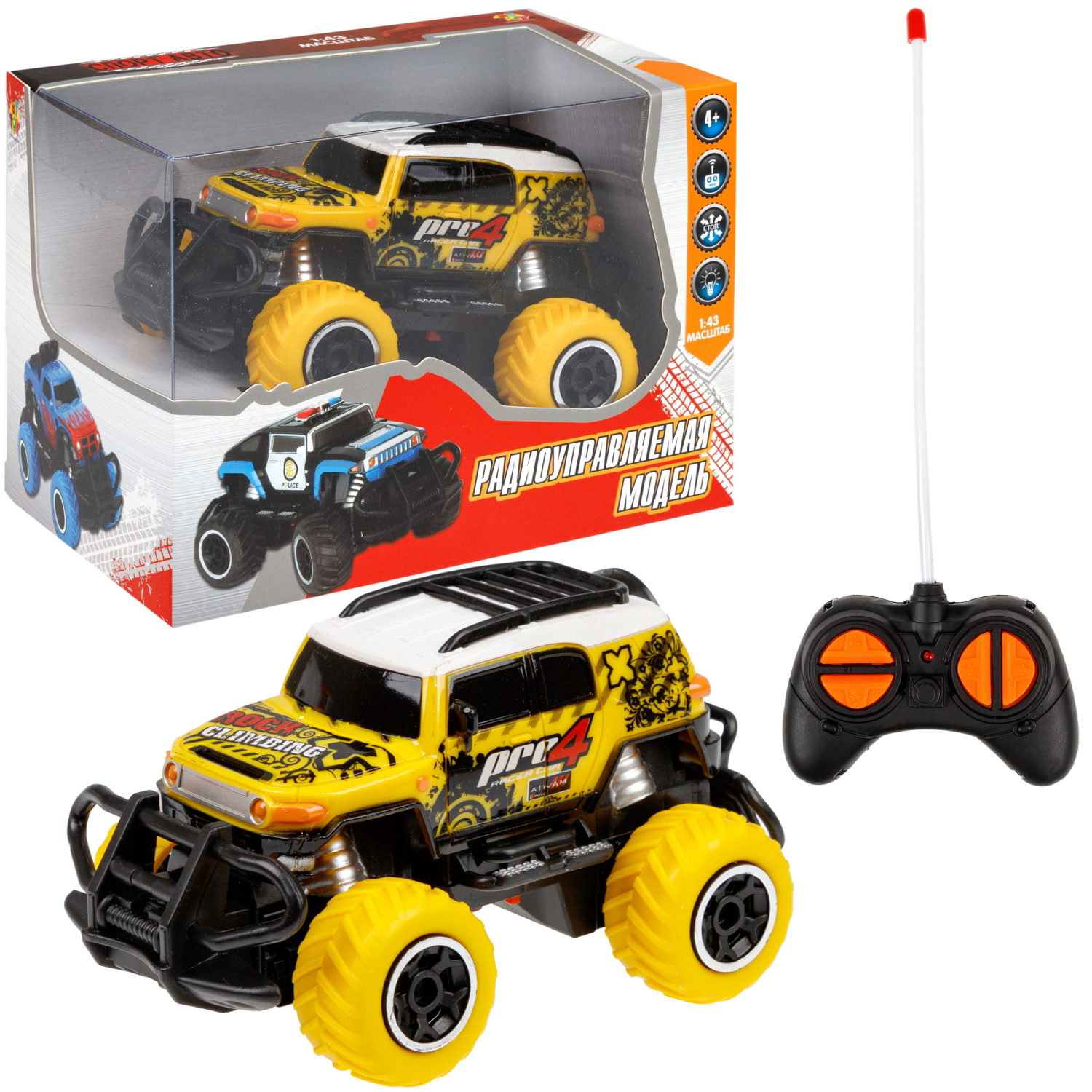 

Джип 1toy Т24259-1 Спортавто на радиоуправлении желтый, Т24259-1