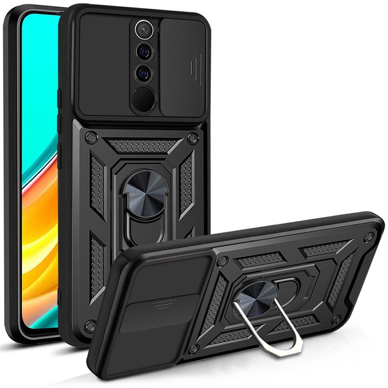 Чехол с кольцом Bumper Case для Xiaomi Redmi 9 (черный)